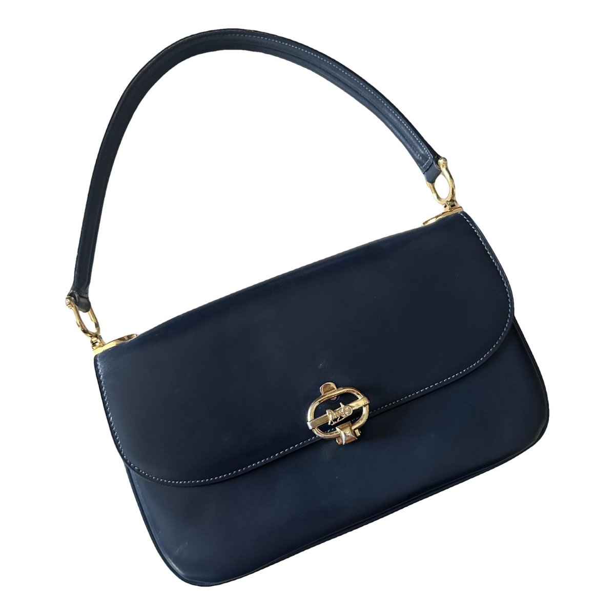 Clasp leather handbag