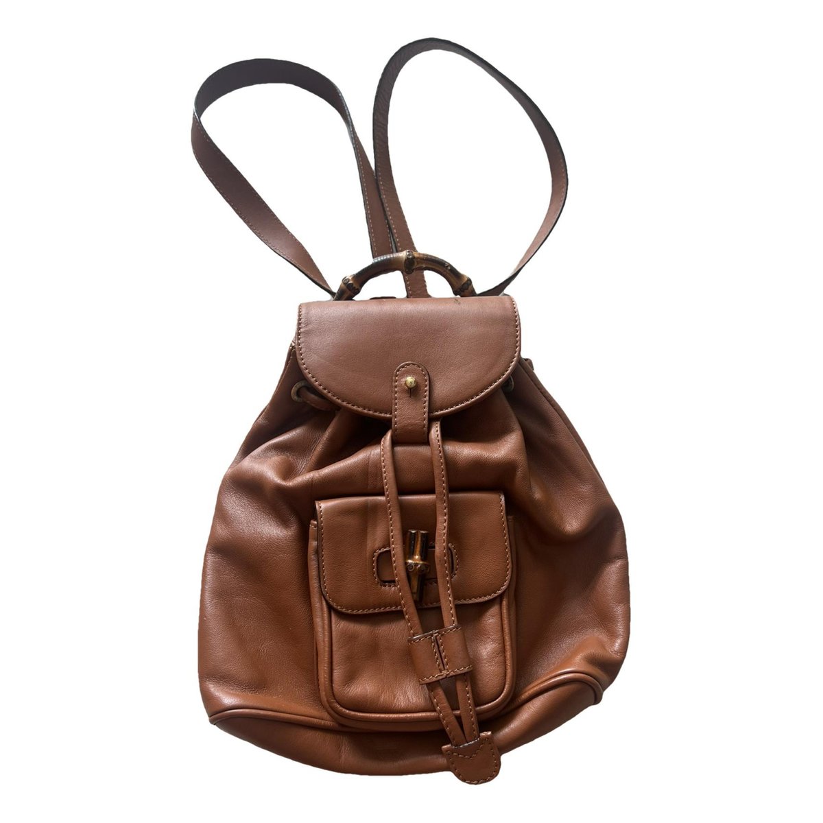 Bamboo Tassel Oval leather backpack