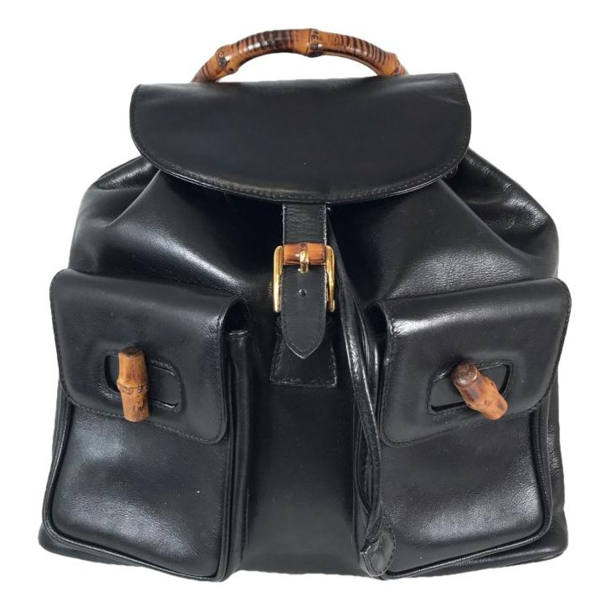Bamboo Tassel Oval leather backpack