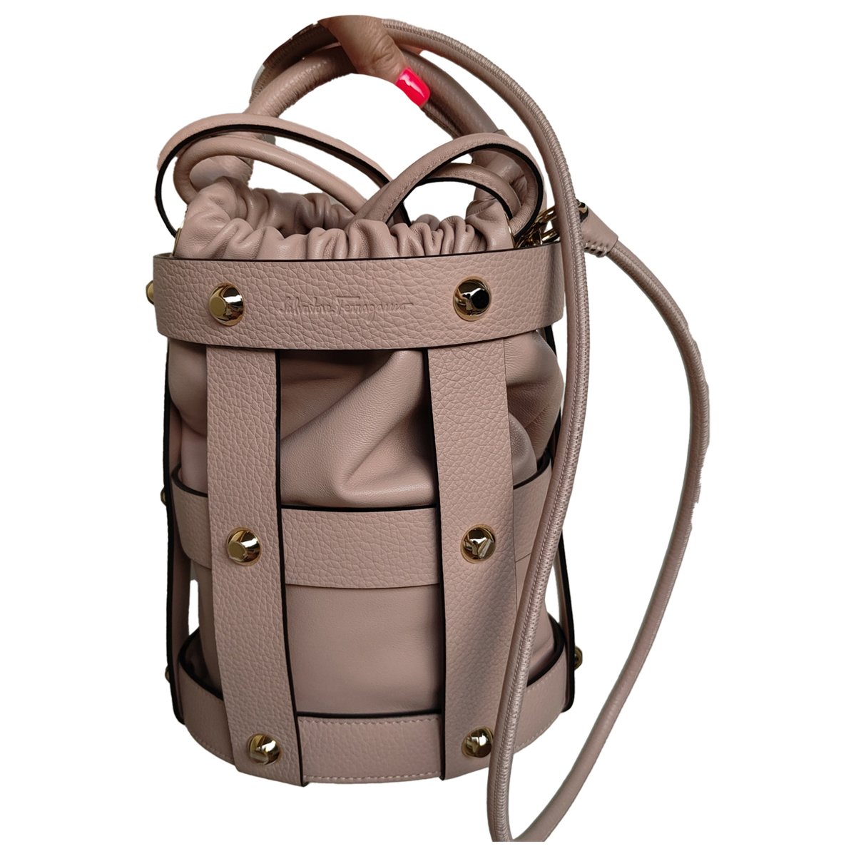Cage leather crossbody bag