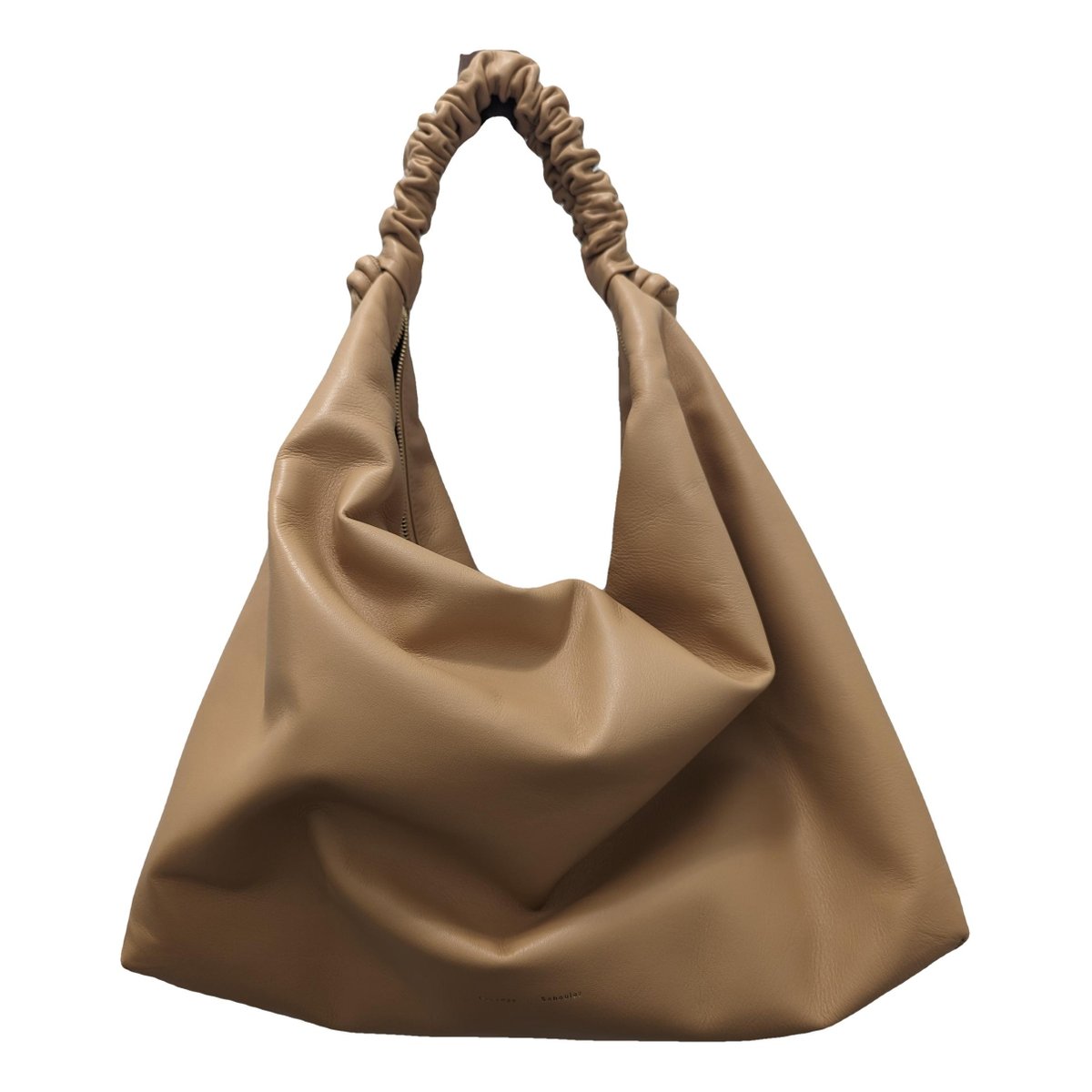 Ruched leather handbag