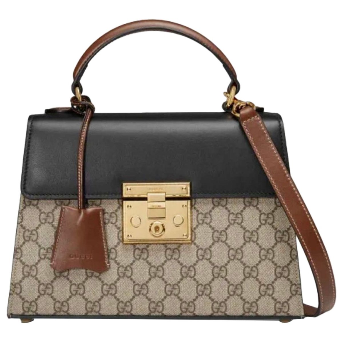 Padlock leather handbag