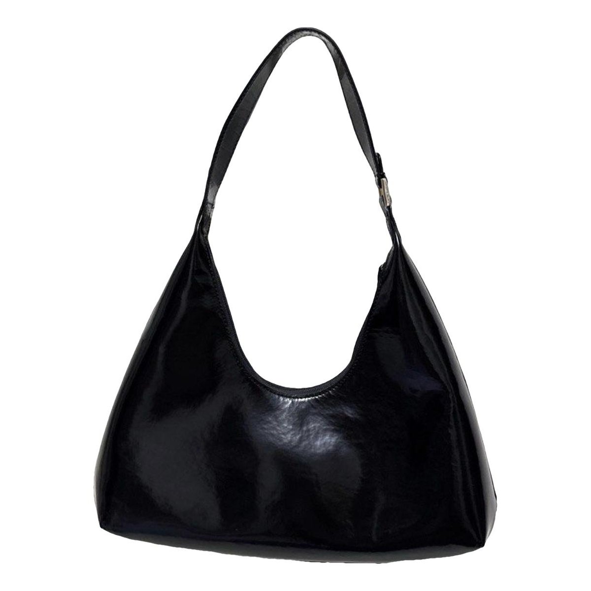 Amber patent leather handbag