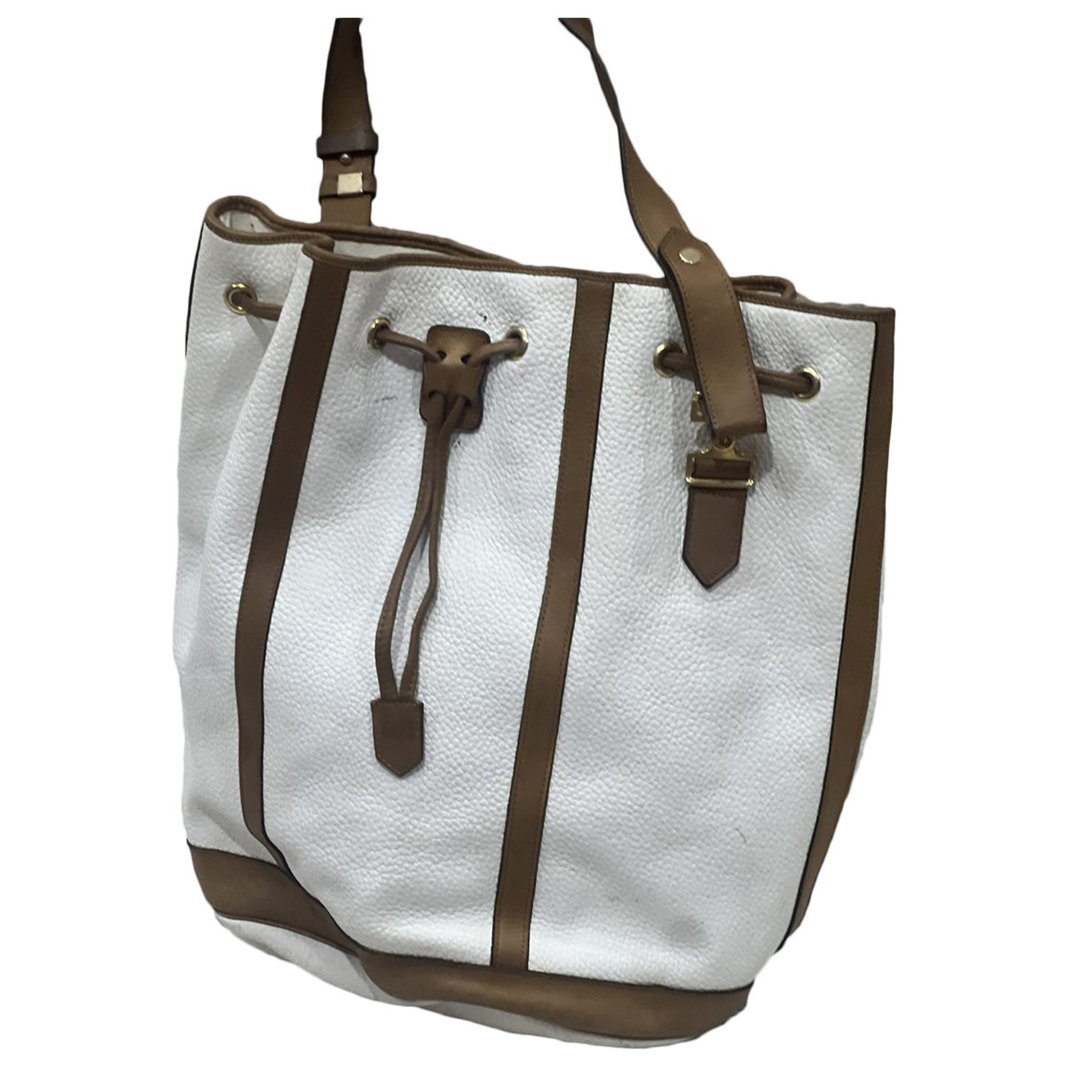 Drawstring leather handbag