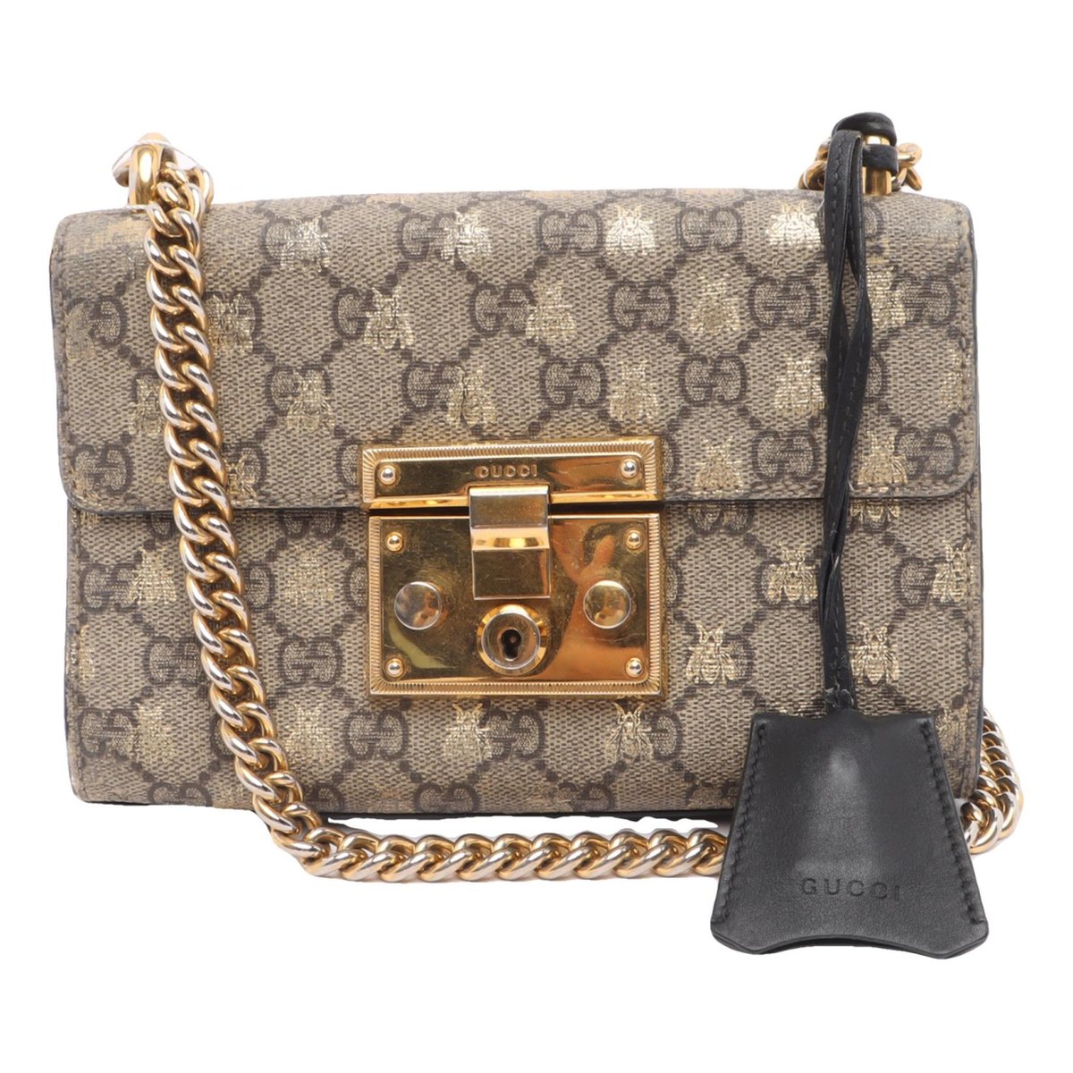 Padlock leather handbag