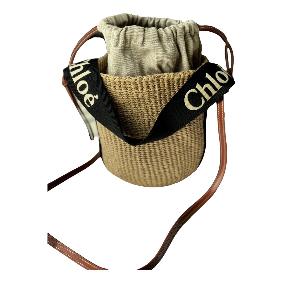 Woody Basket linen handbag
