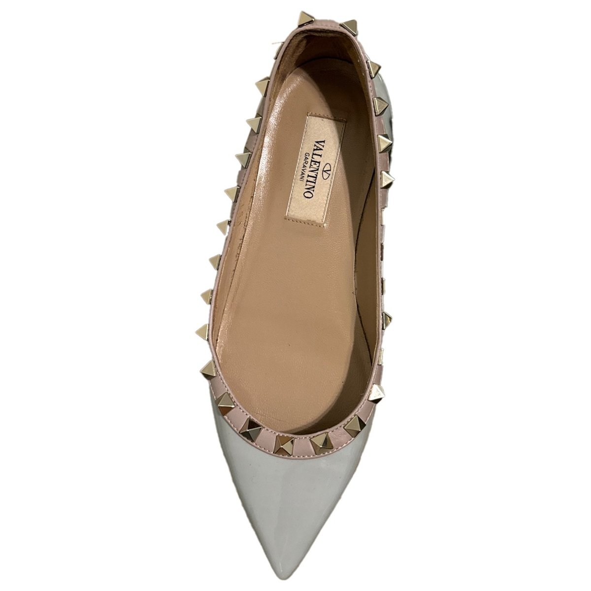 Rockstud patent leather flats