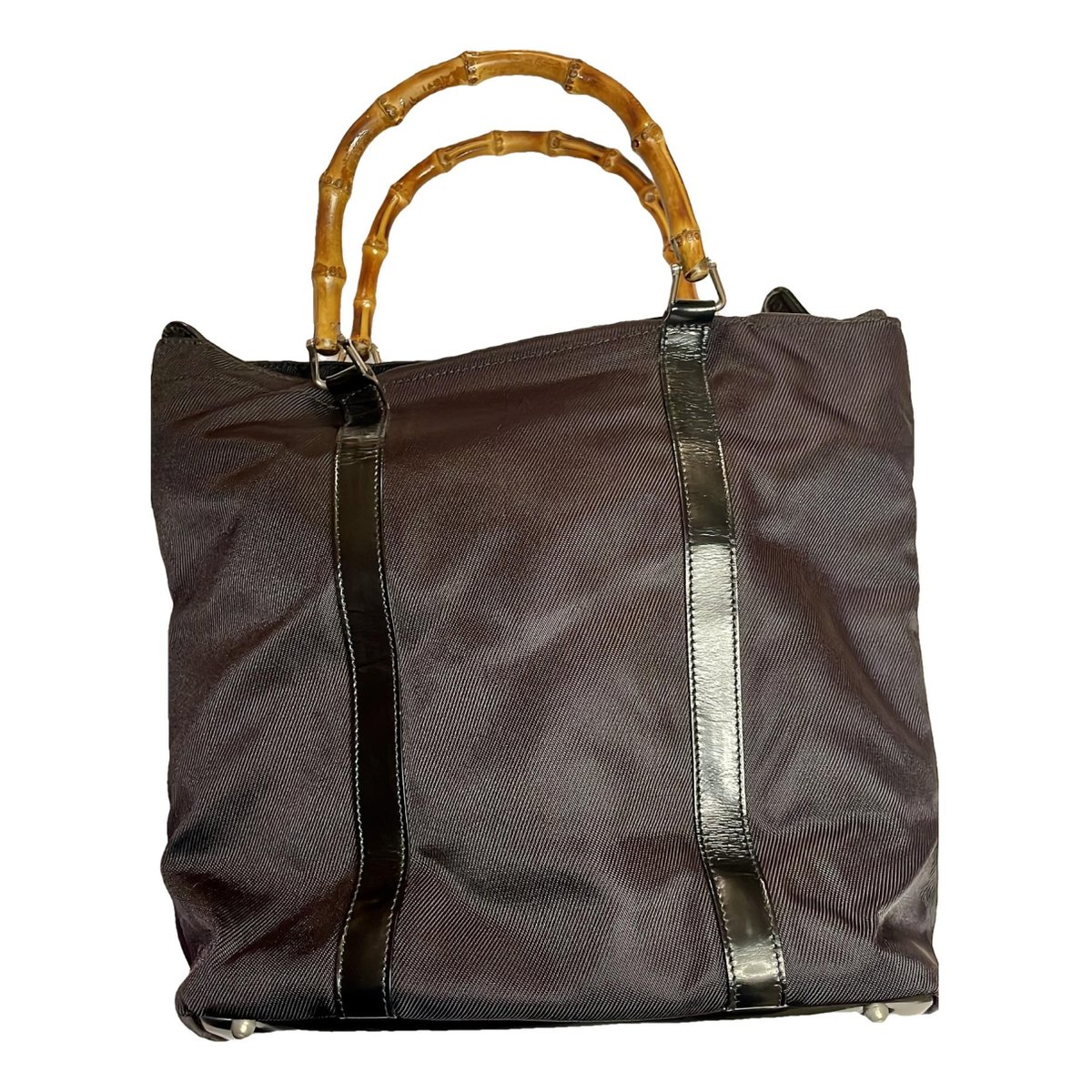 Vintage Bamboo patent leather tote