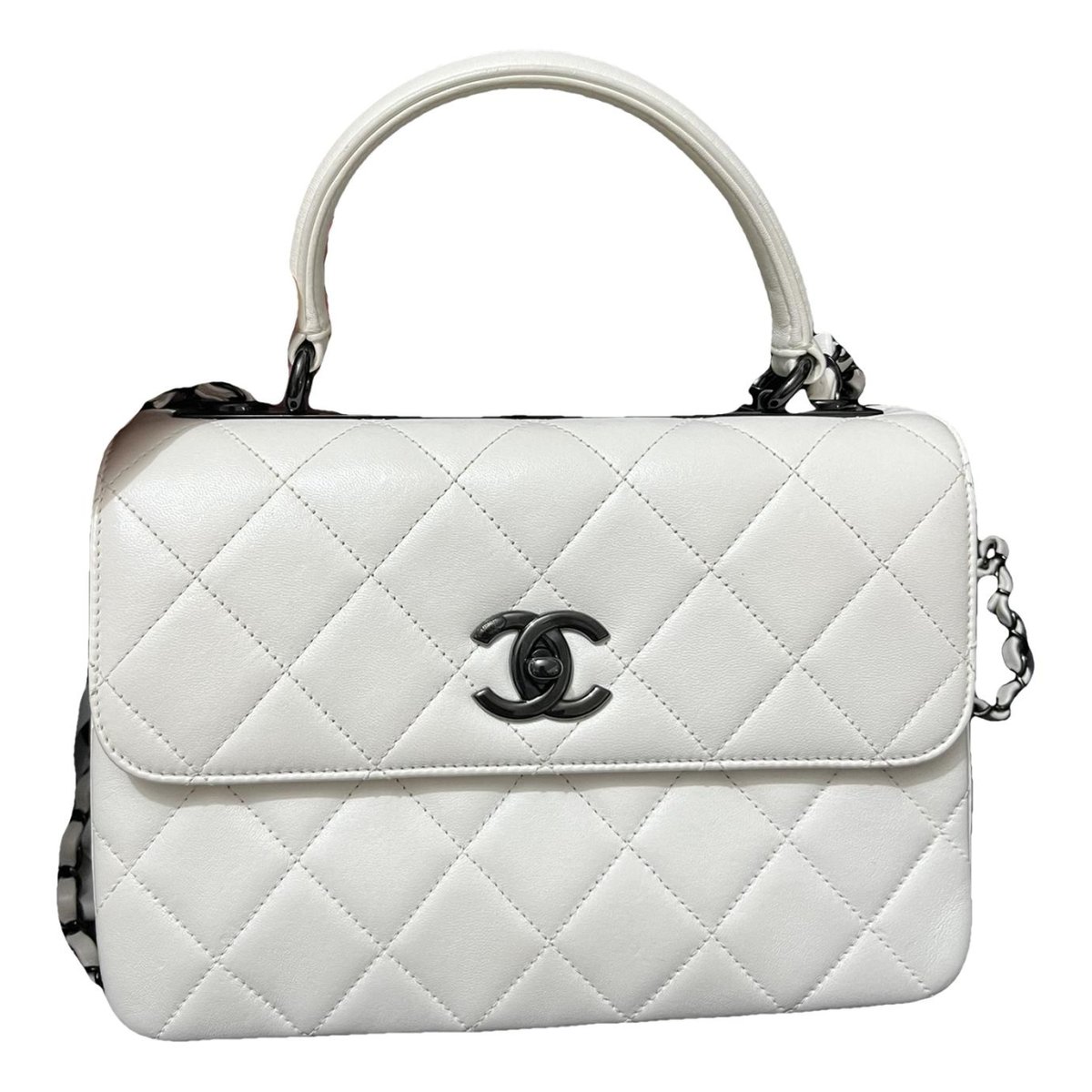 Trendy CC Top Handle leather handbag