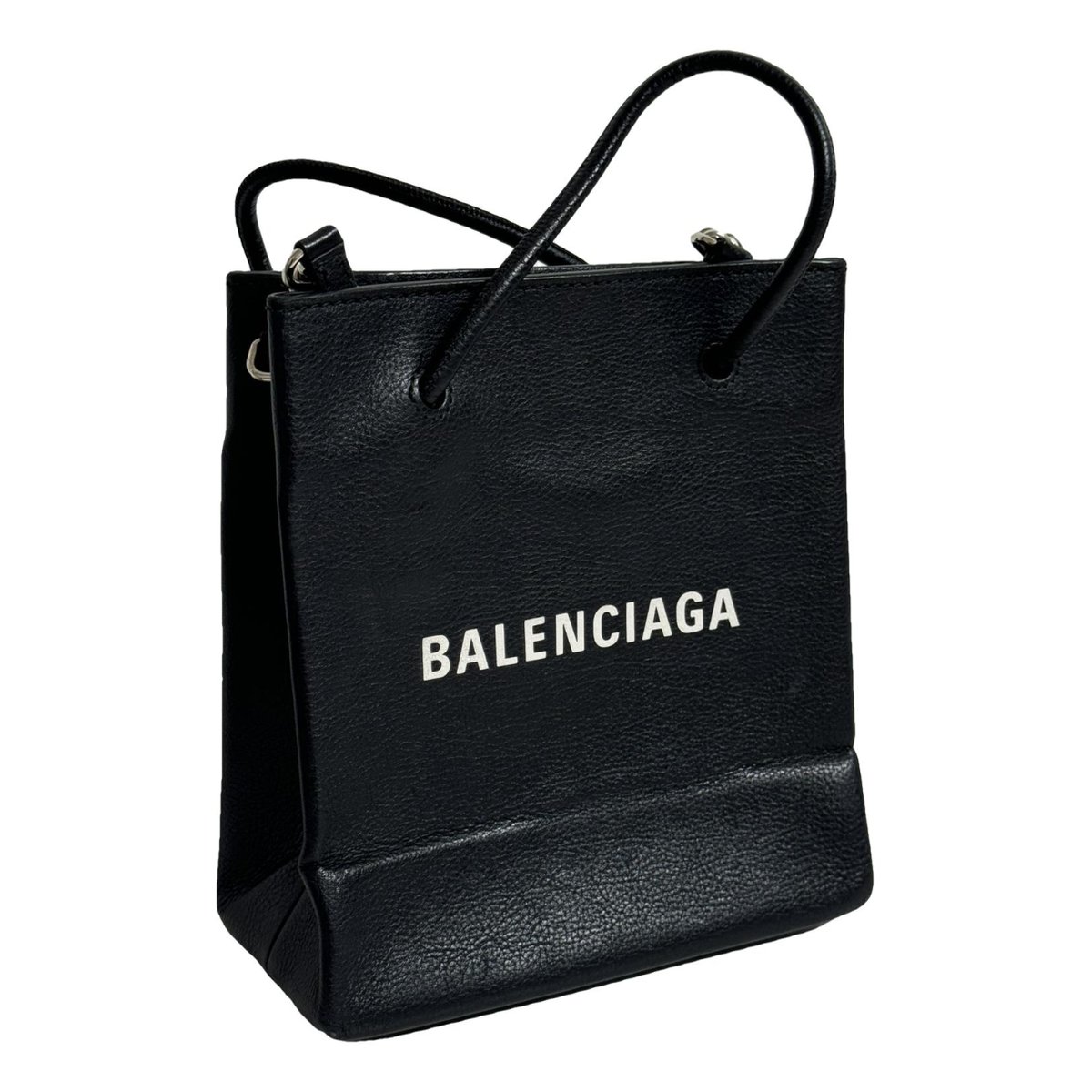 Plastic bag shooper leather crossbody bag