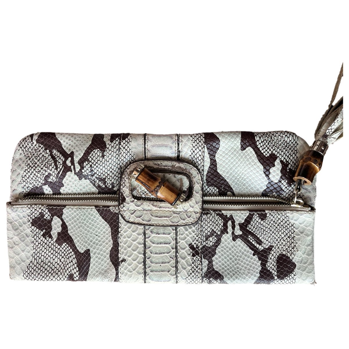 Snap leather clutch bag