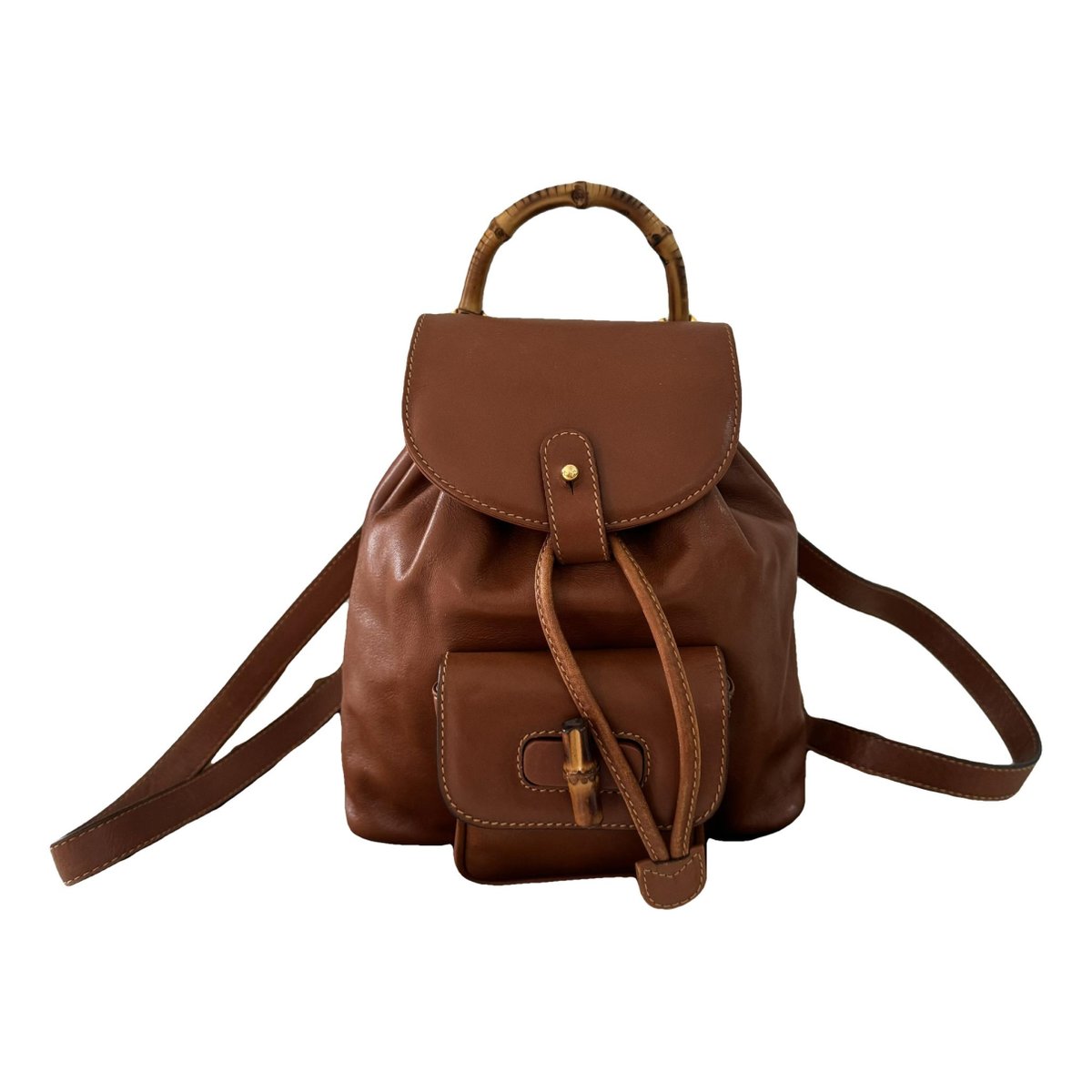 Bamboo Tassel Oval leather backpack