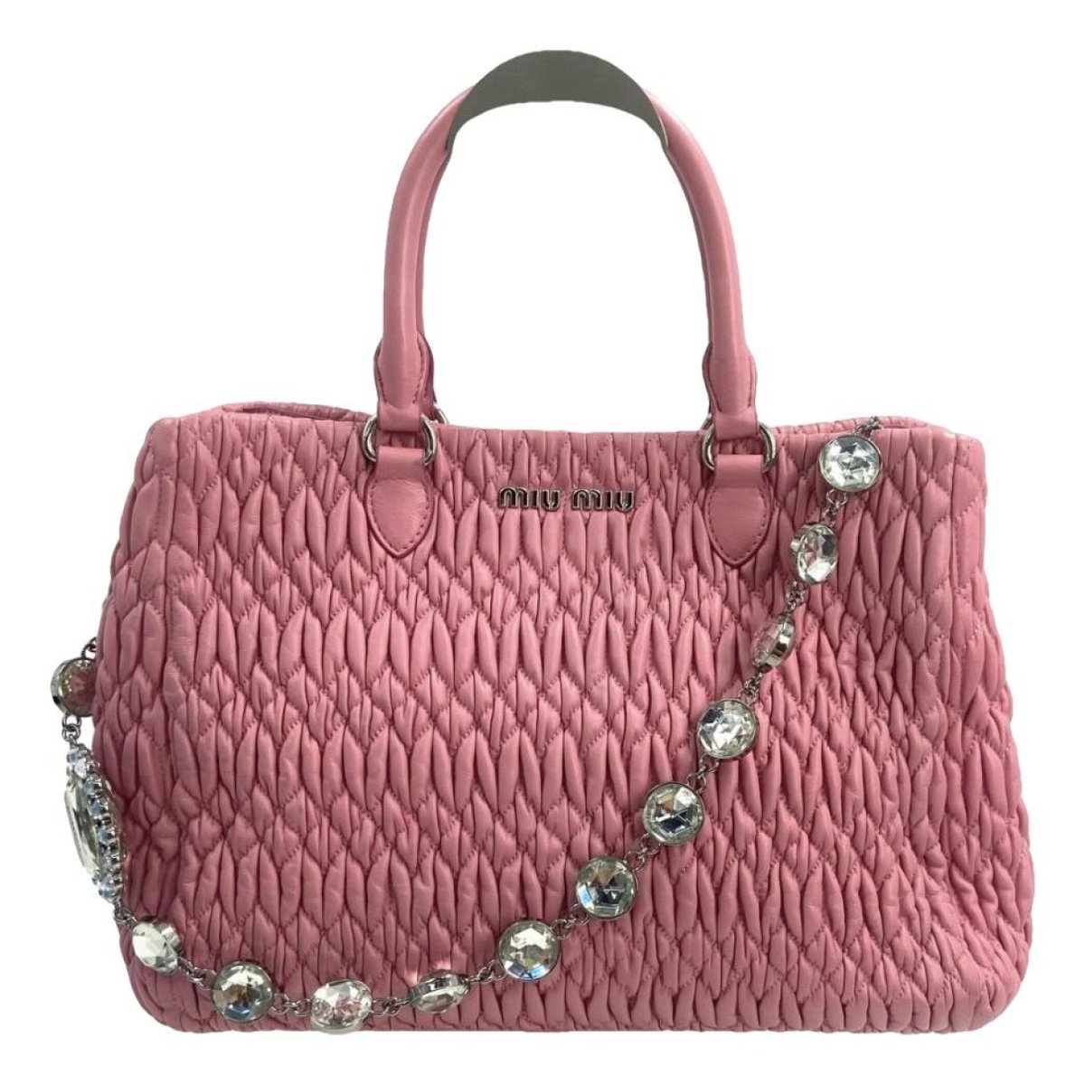 Miu Crystal leather handbag