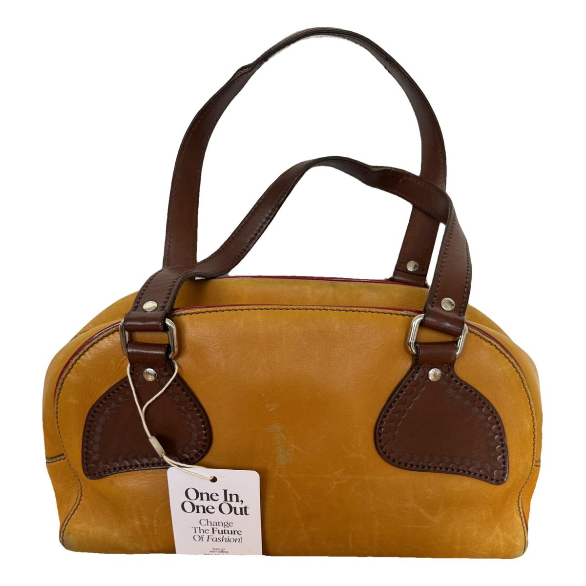 Pyramid leather handbag