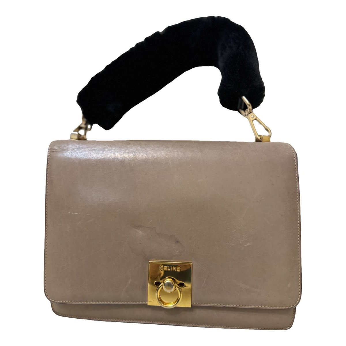 Case flap leather handbag