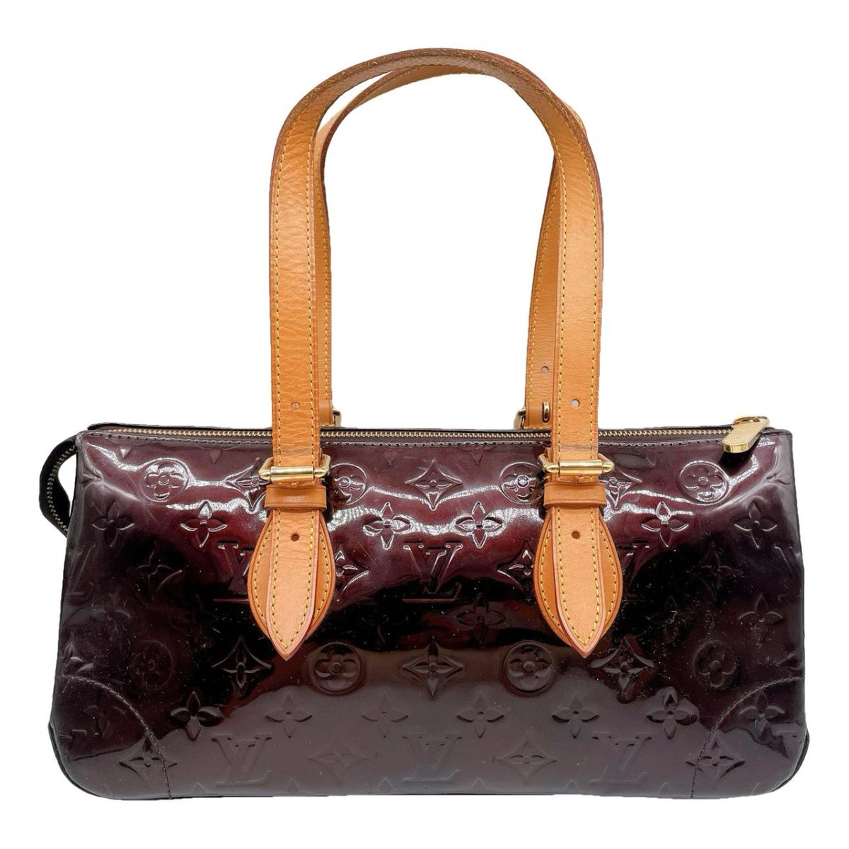 Rosewood patent leather handbag