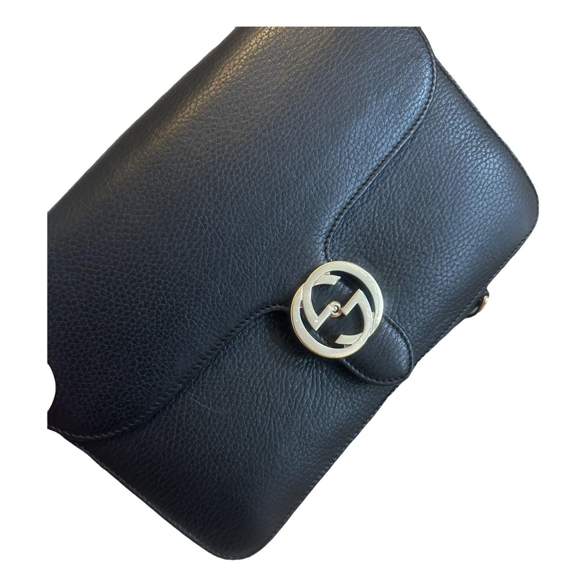 Interlocking leather clutch bag