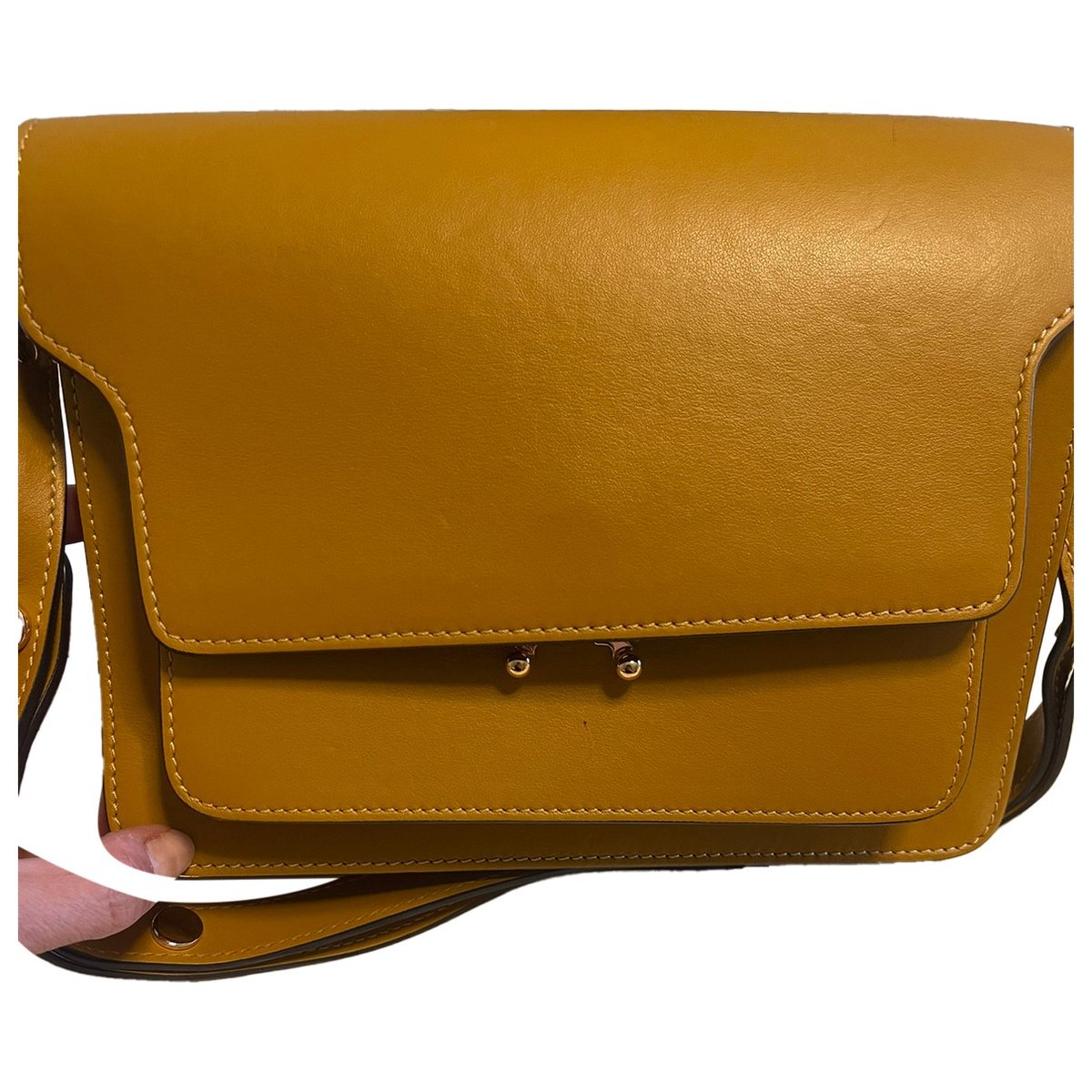 Trunk leather crossbody bag