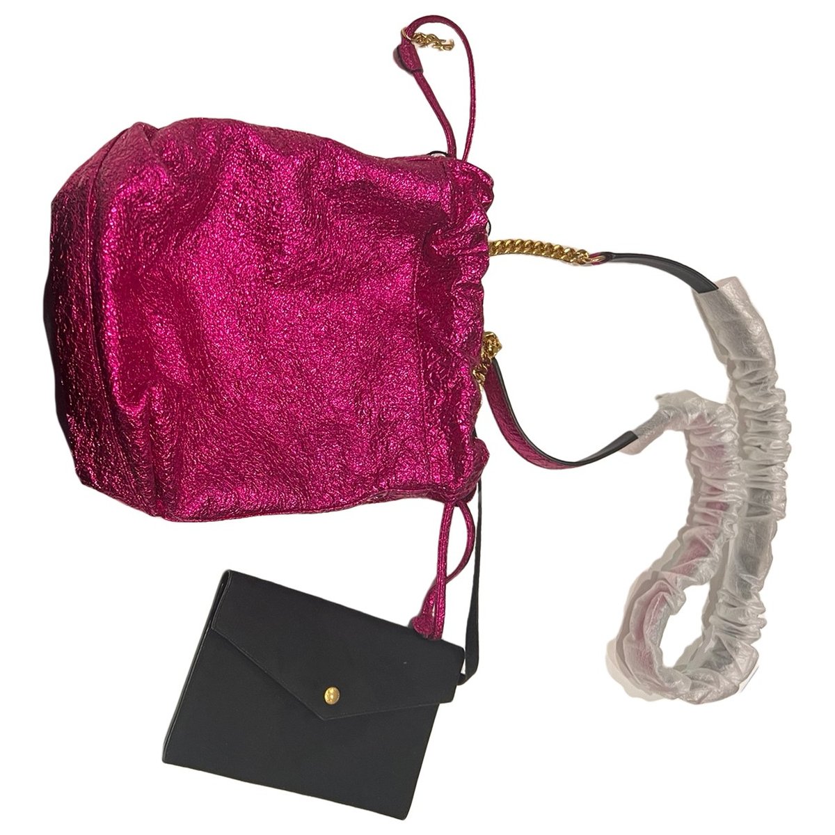 Monogram bucket leather handbag