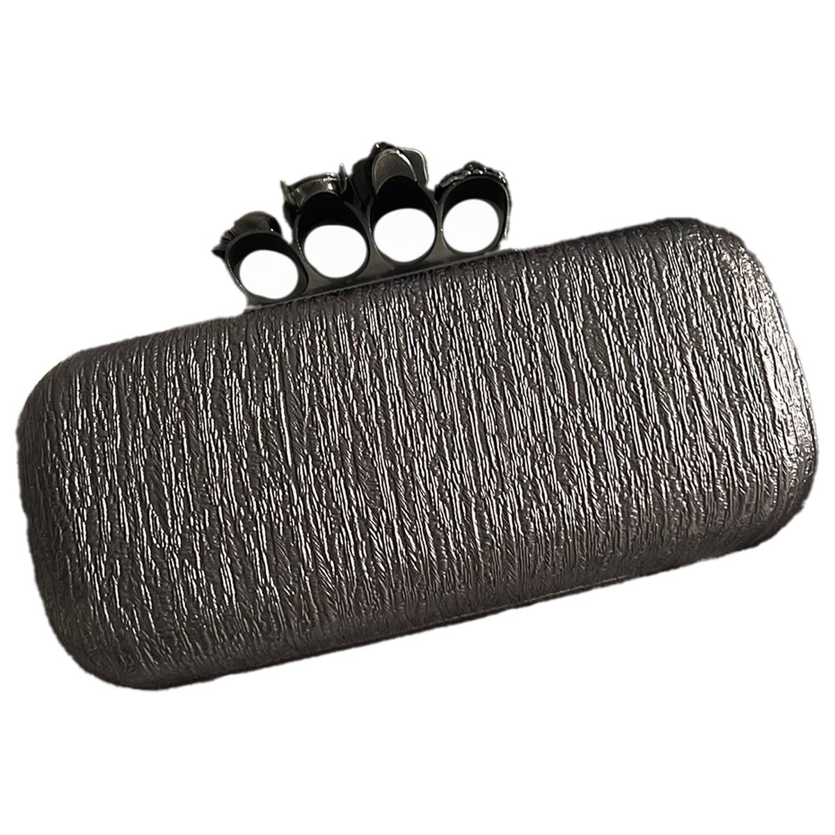 Knuckle leather clutch bag
