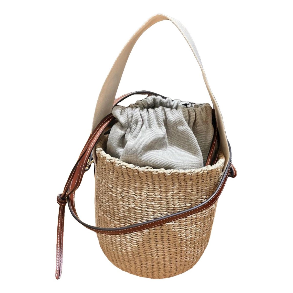 Woody Basket tweed handbag