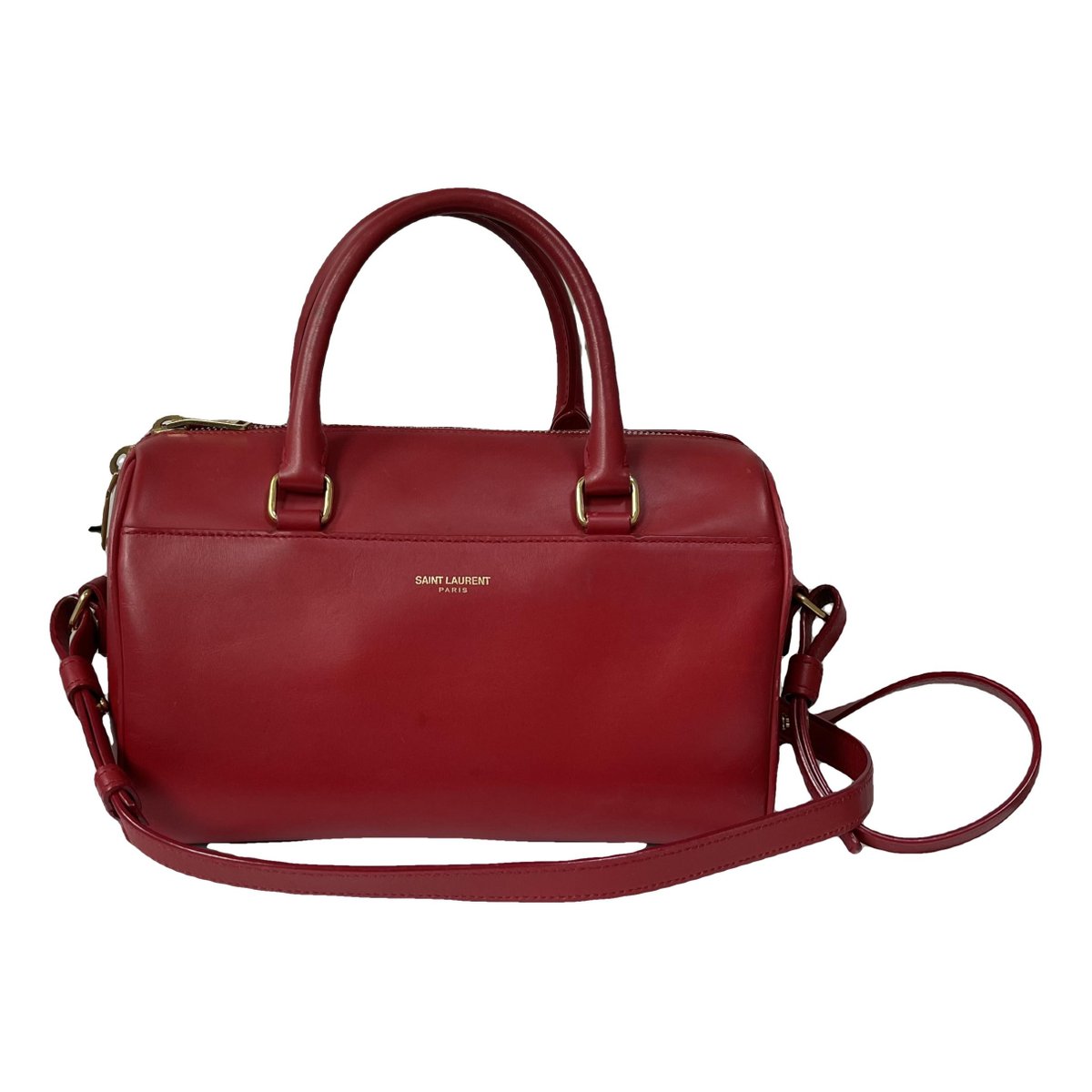 Duffle leather handbag
