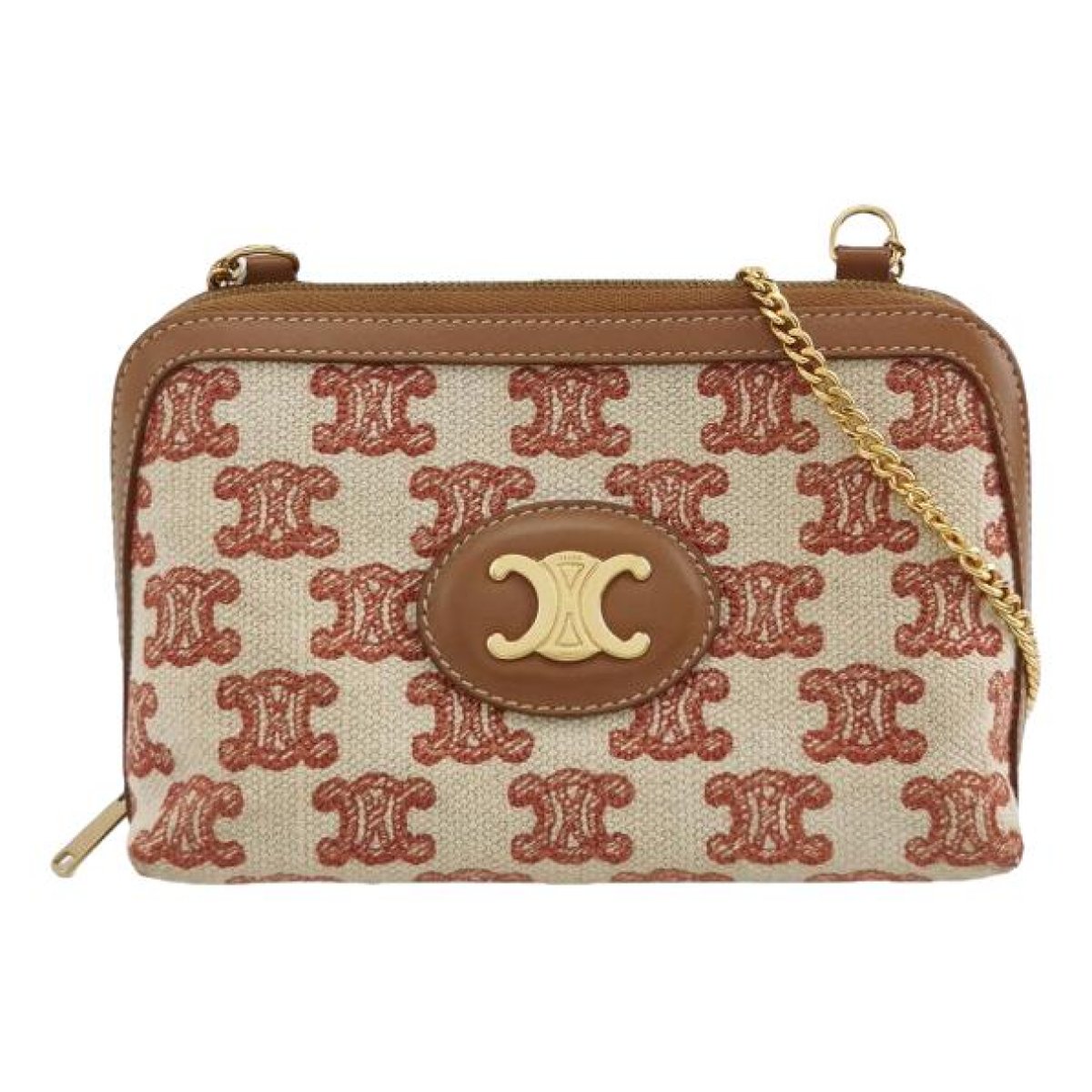 Triomphe chain cloth crossbody bag