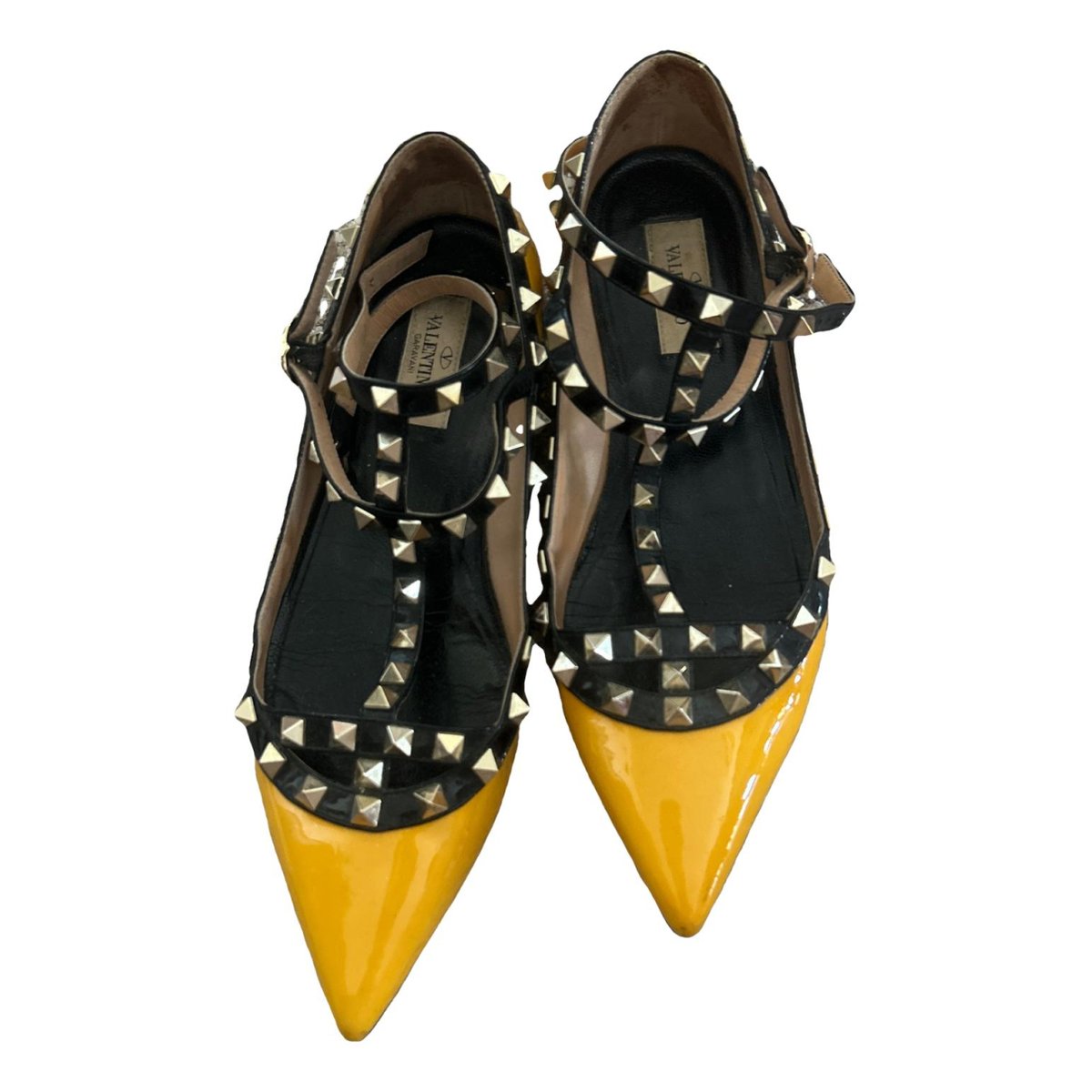 Rockstud leather ballet flats