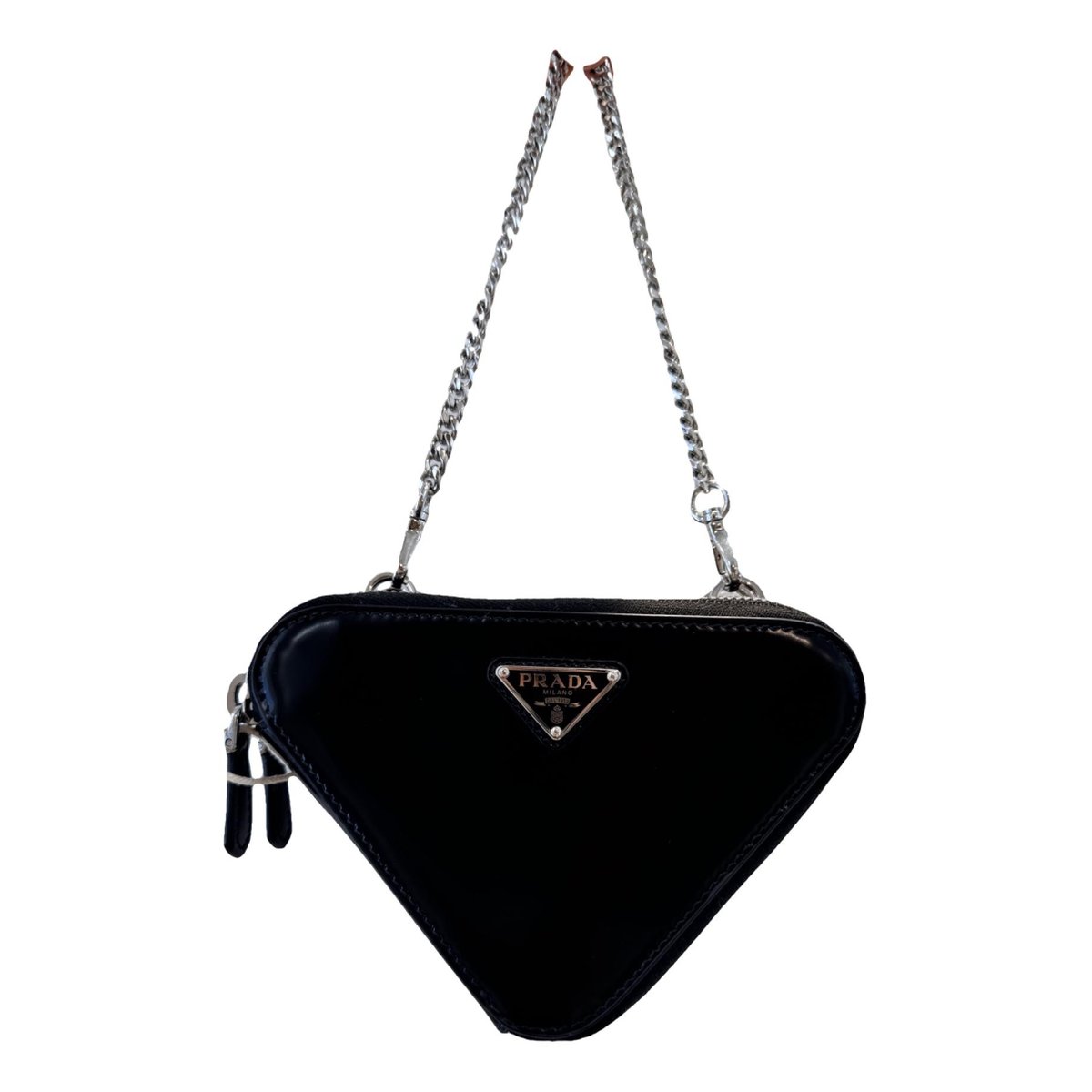 Triangle leather clutch bag