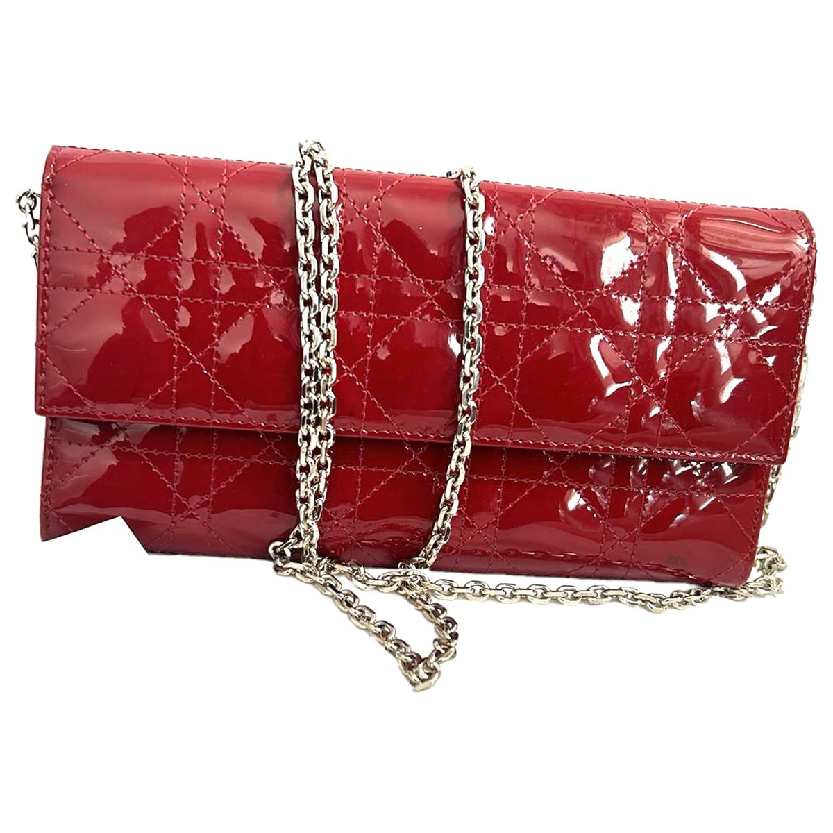 Lady Dior patent leather clutch bag