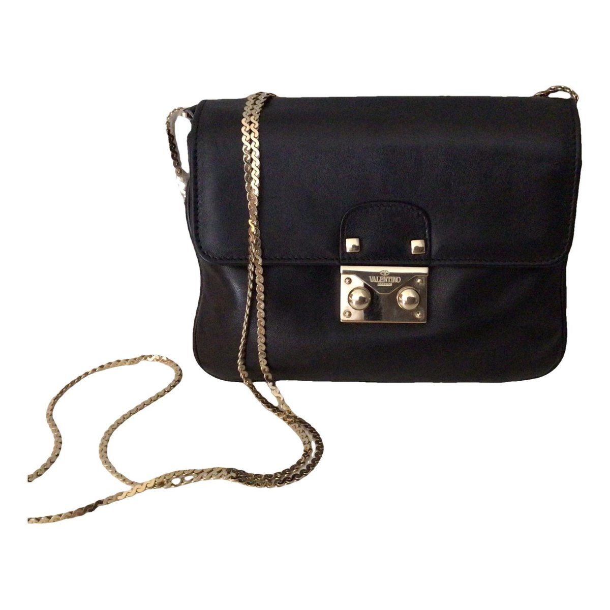 Glam Lock leather clutch bag