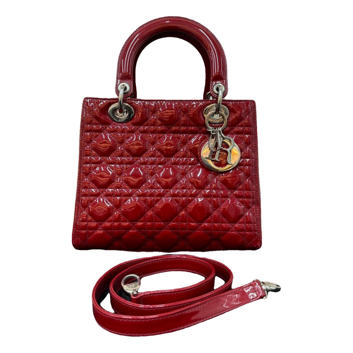 Lady Dior patent leather handbag