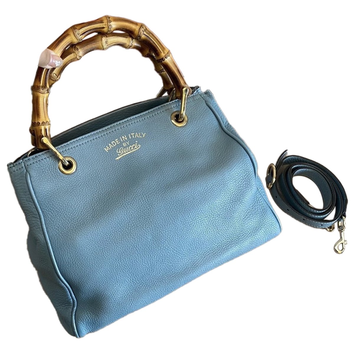 Bamboo Zip Top Handle leather handbag