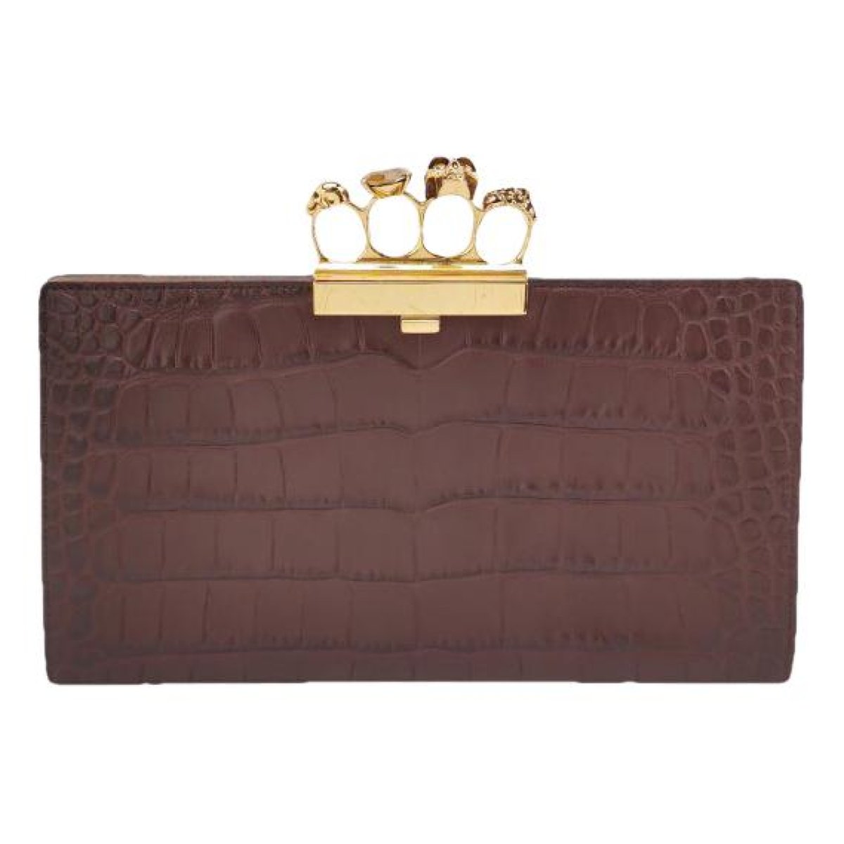 Knuckle leather clutch bag