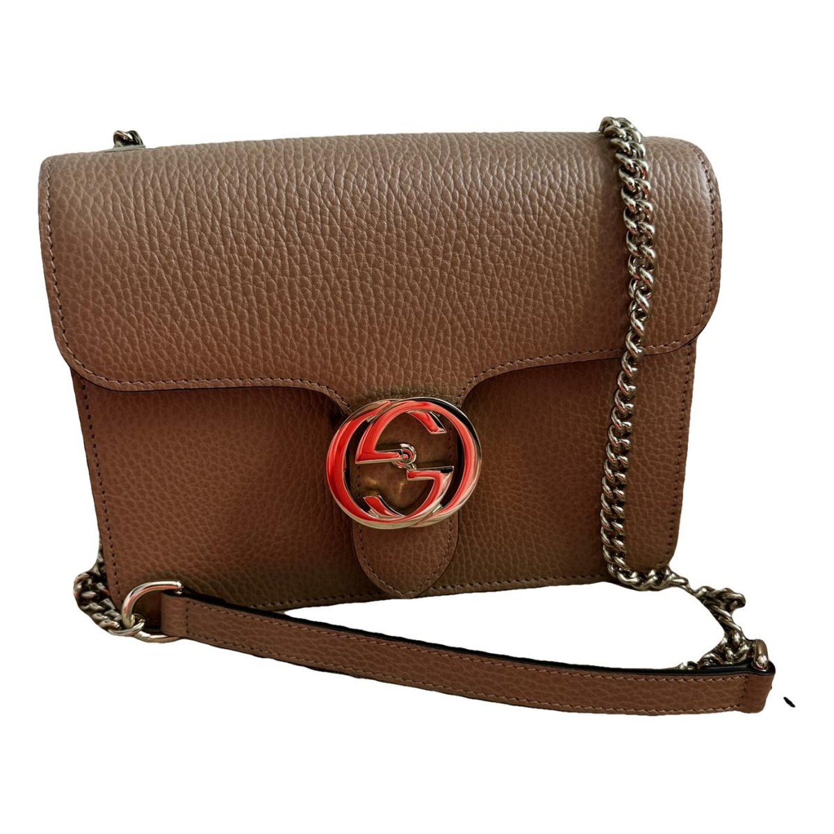Interlocking leather clutch bag