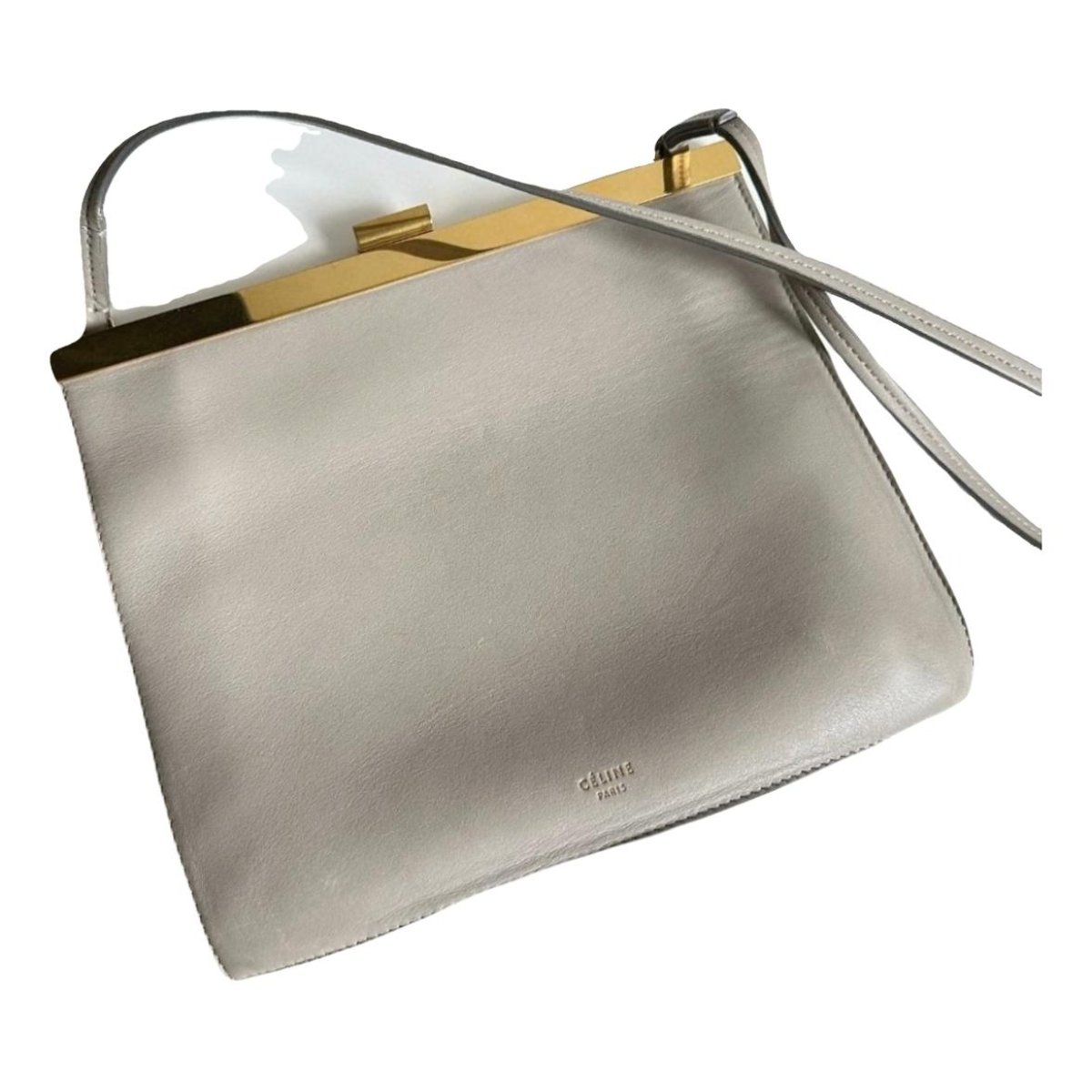 Clasp leather handbag