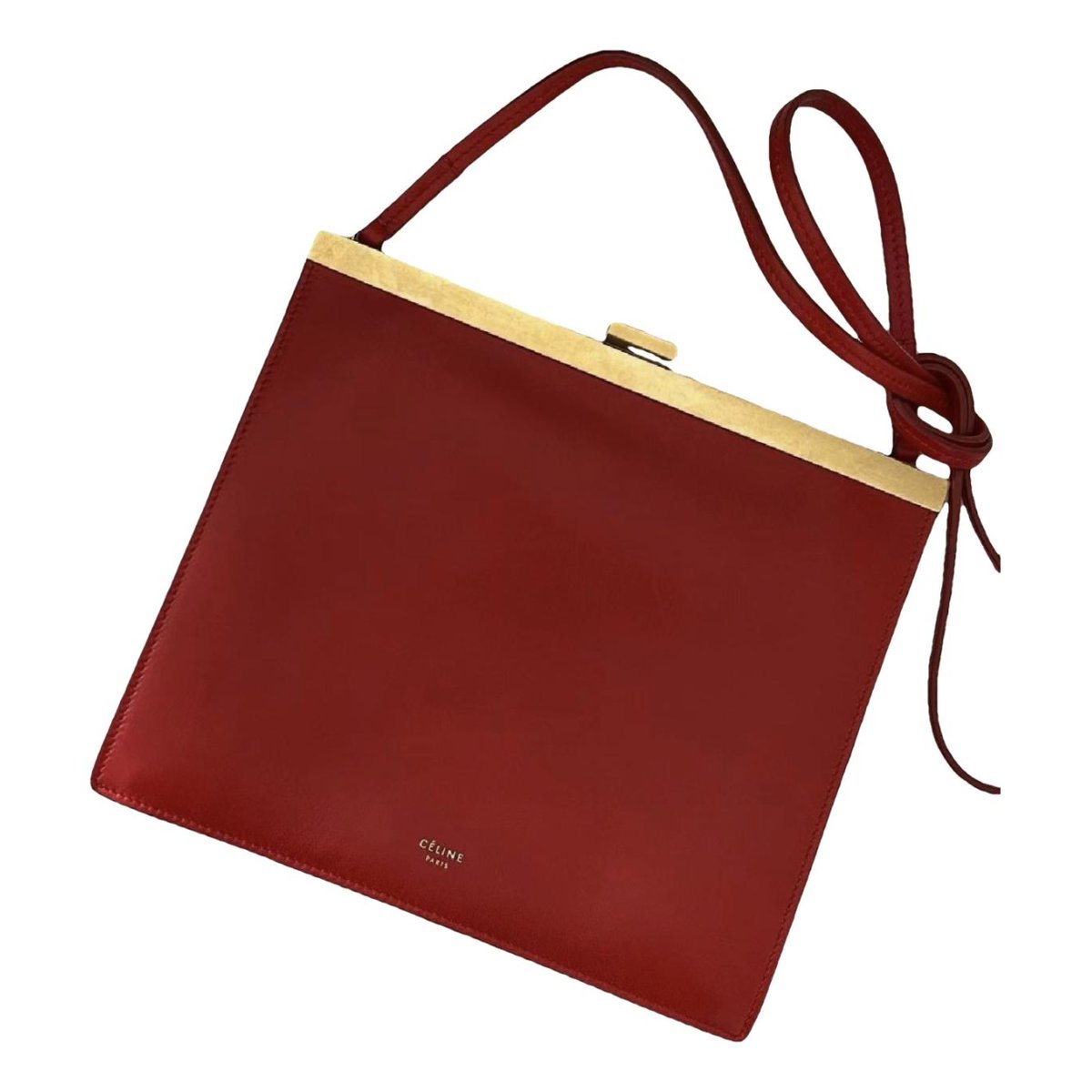 Clasp leather handbag