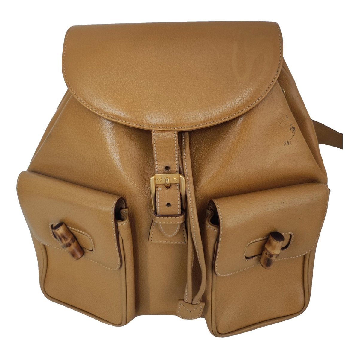Bamboo Tassel Oval leather backpack