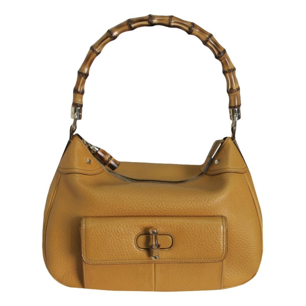 Bamboo Zip Top Handle leather handbag