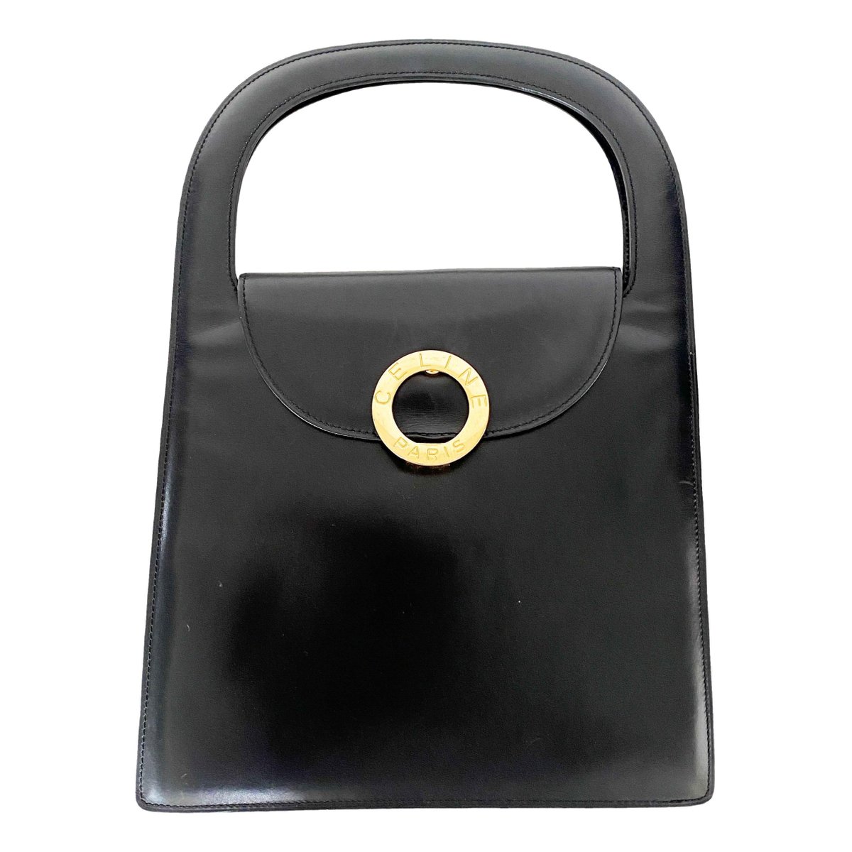 Clasp leather handbag
