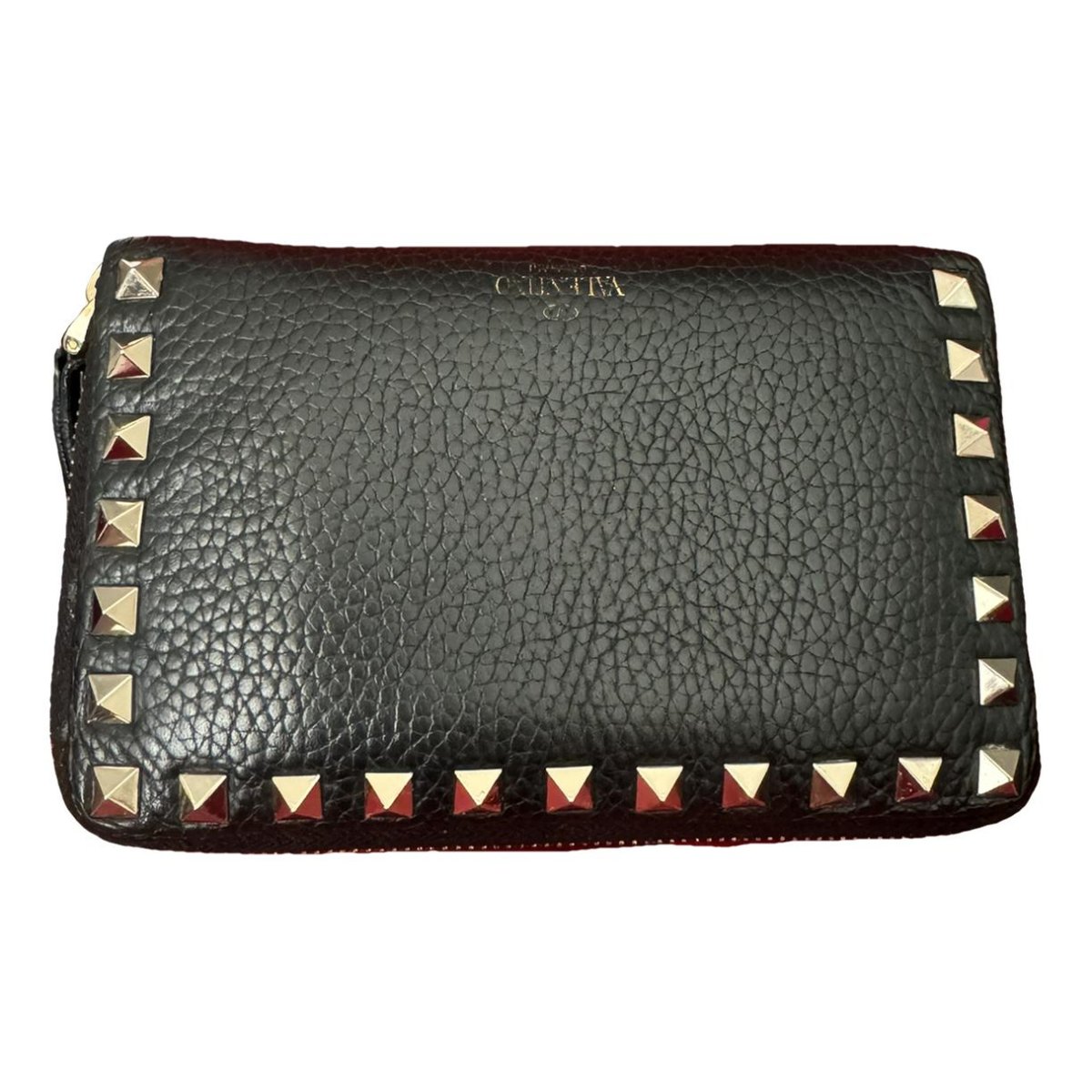 Rockstud patent leather wallet
