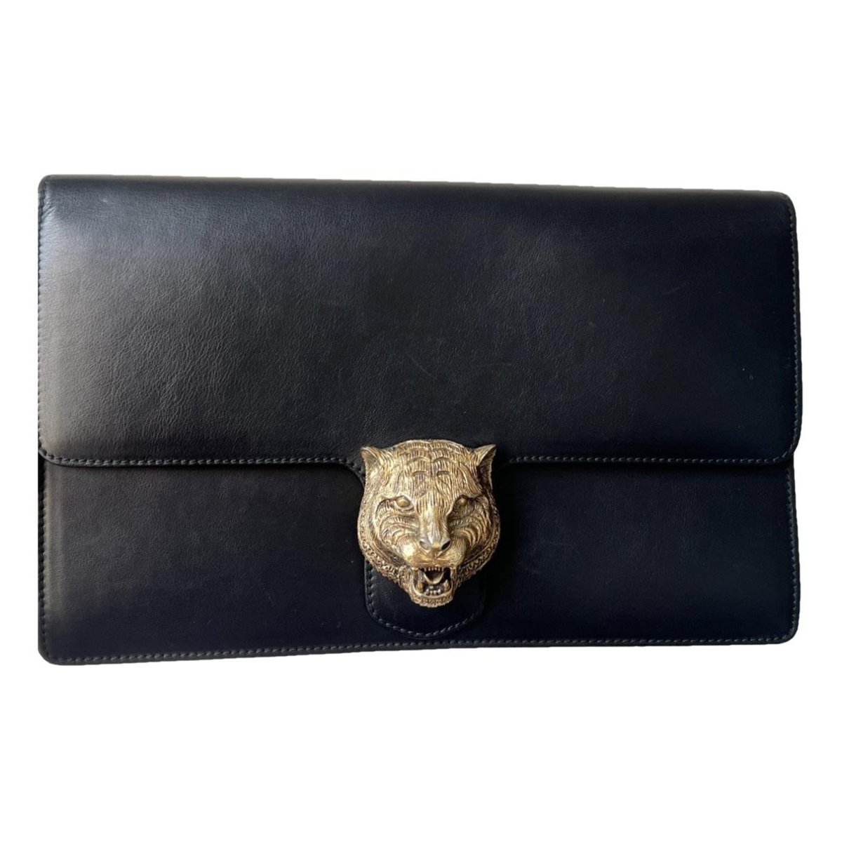 Animalier leather clutch bag