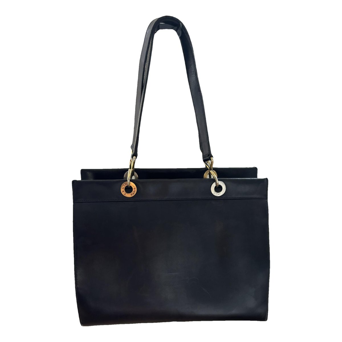 Clasp leather handbag