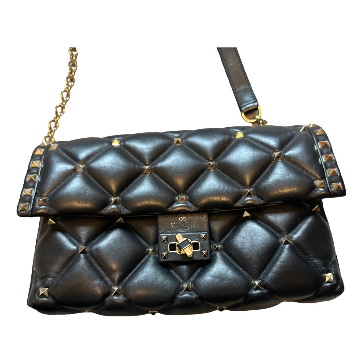 All over chain leather crossbody bag