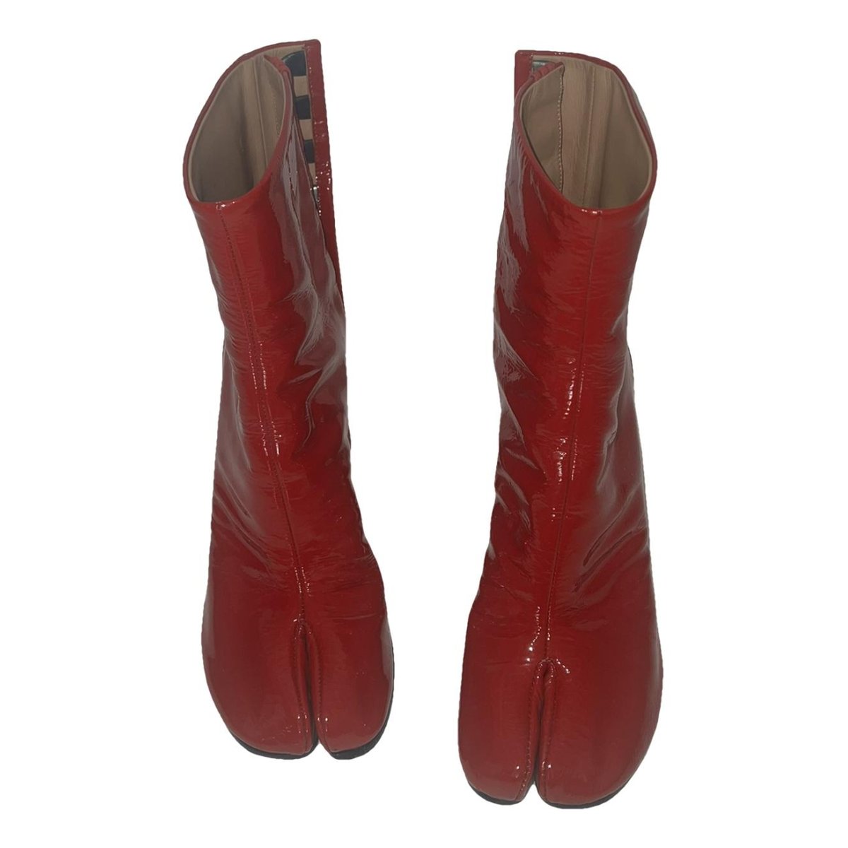 Tabi patent leather ankle boots