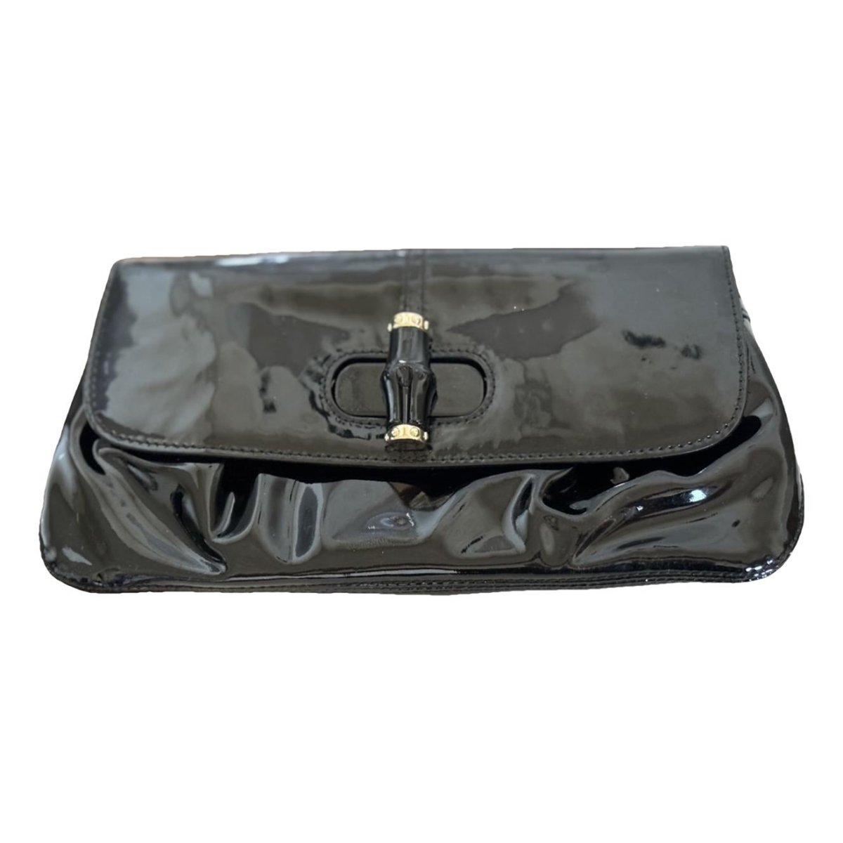 Bamboo patent leather clutch bag