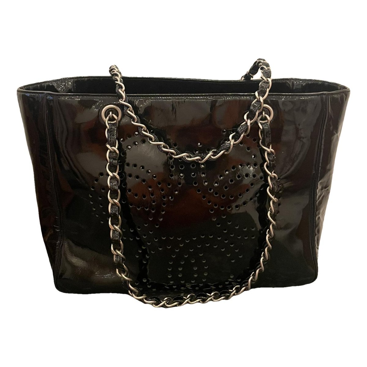 Vintage CC Chain patent leather tote