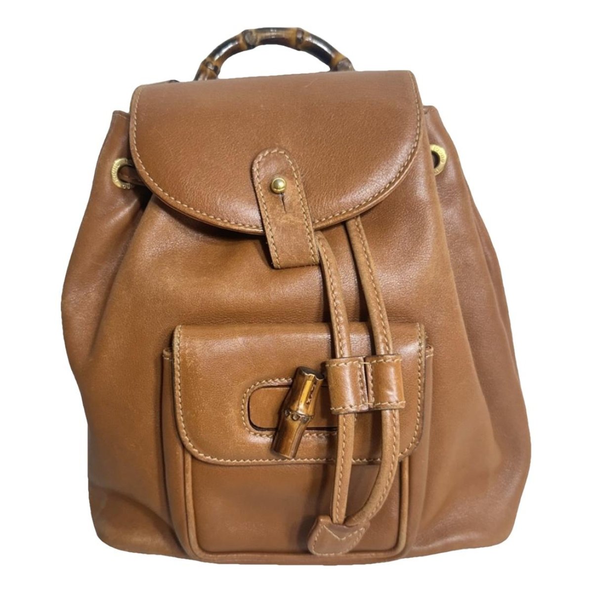 Bamboo Tassel Oval leather backpack