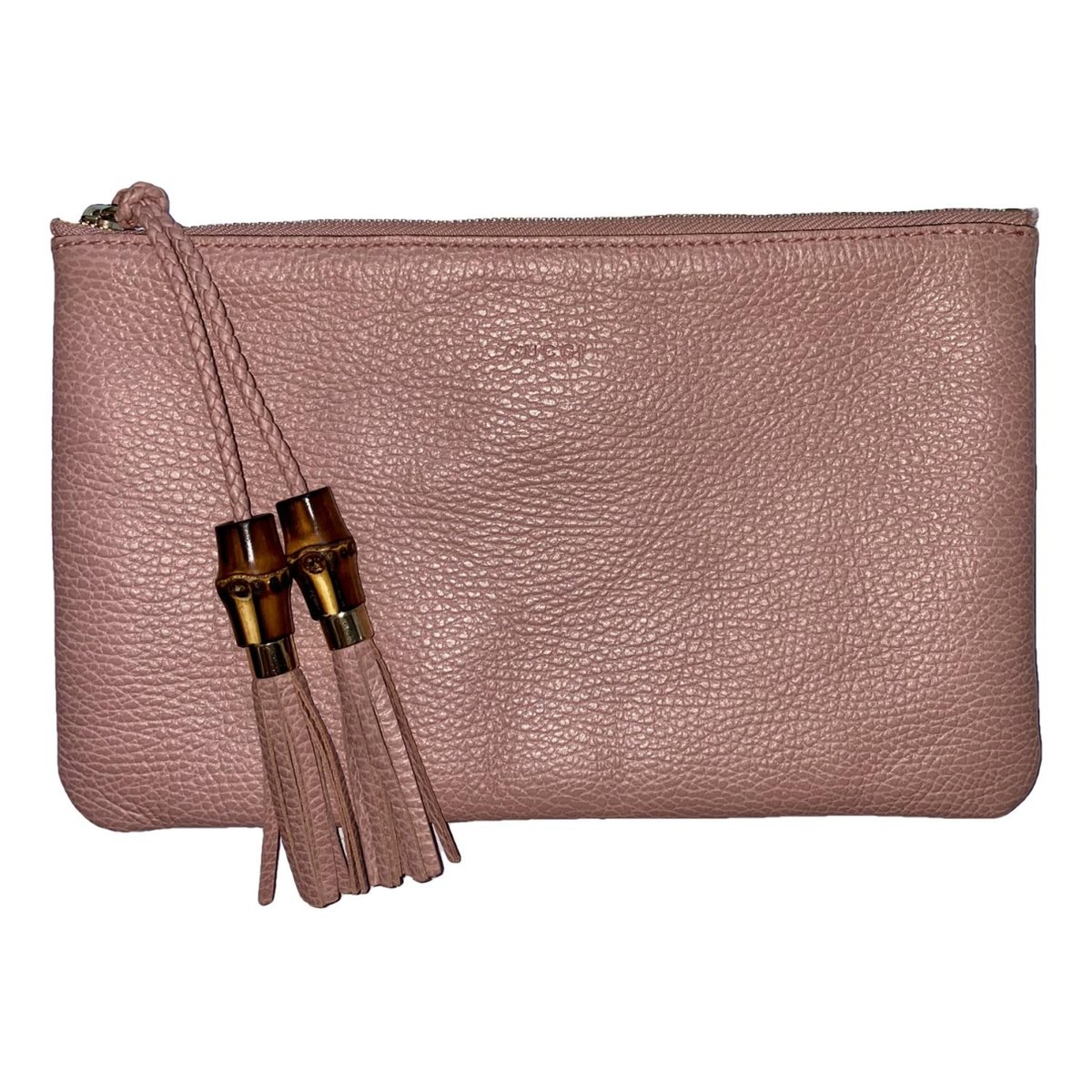 Bamboo leather clutch bag