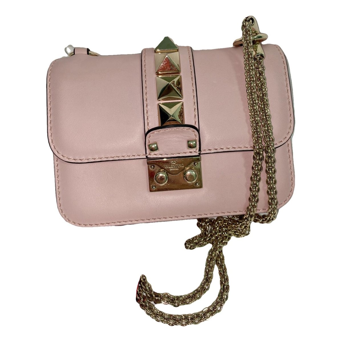 All over chain leather handbag
